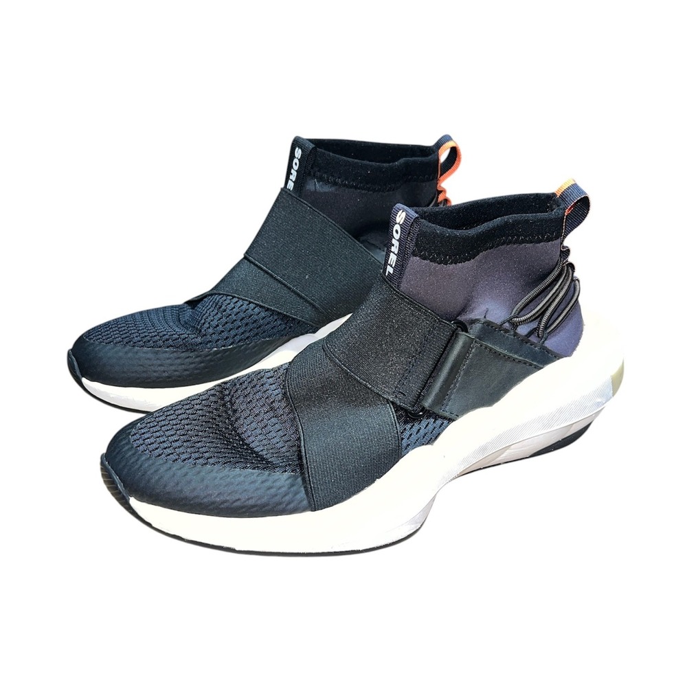 Sorel Explorer Defy Strap Athletic Sneakers Womens 7.5 Black Slip On Sock - Picture 2 of 11